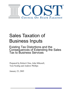 Special Report: Sales Taxation of Business Inputs