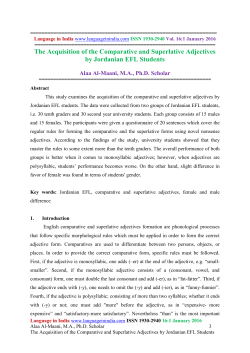 The Acquisition of the Comparative and Superlative Adjectives by