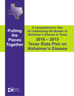 Texas Altzheimer State Plan 2010-2015