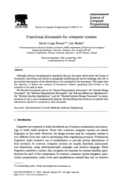 Science of Computer Programming Functional documents for