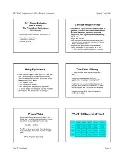 Concept of Equivalence Using Equivalence Time Value of Money