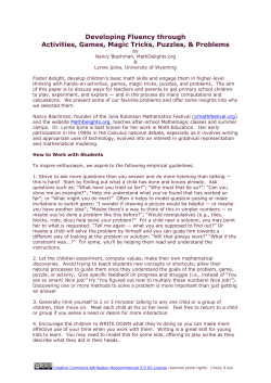 Developing Fluency through Activities, Games, Magic Tricks