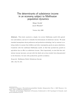 The determinants of subsistence income in an economy subject to