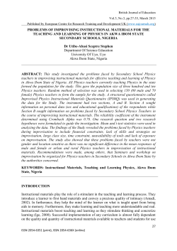 PROBLEMS OF IMPROVISING INSTRUCTIONAL MATERIALS FOR