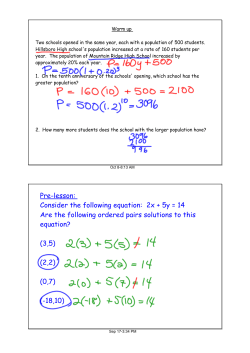 Pre-lesson: Consider the following equation