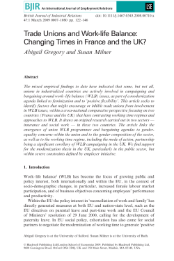 Trade Unions and Work-life Balance: Changing