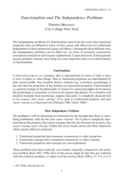 Functionalism and The Independence Problems