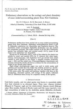 Preliminary observations on the ecology and plant chemistry of