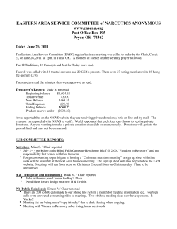 EASTERN AREA SERVICE COMMITTEE of NARCOTICS