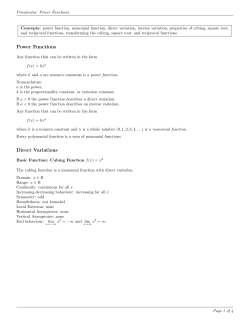 Power Functions Direct Variations