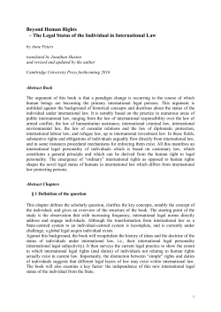 Beyond Human Rights – The Legal Status of the Individual in