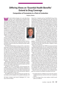 Differing Views on `Essential Health Benefits` Extend to Drug Coverage