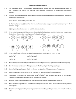 Suggested problems Chapter 8 8.27 Two elements in period 5 are