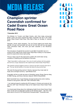 Champion sprinter Cavendish confirmed for Cadel Evans Great