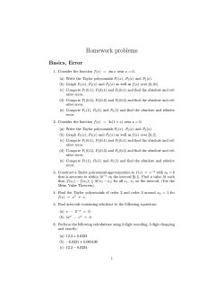 Homework problems Basics, Error 1. Consider the function /(x
