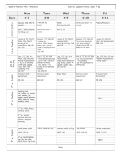 Mrs. Petersen Weekly Lesson Plans: April 7-11