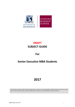 Draft Subject Guide - Melbourne Business School