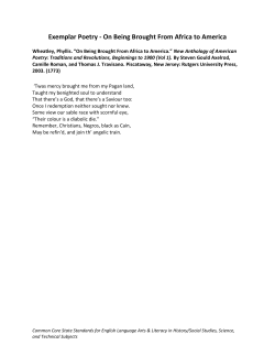 Exemplar Poetry - On Being Brought From Africa to America
