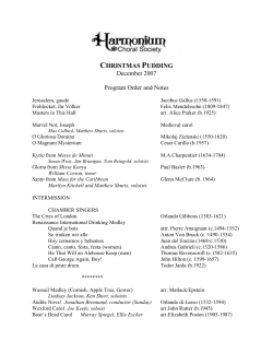program notes - Harmonium Choral Society