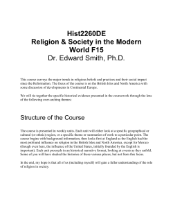 History 2260 Religion and Society