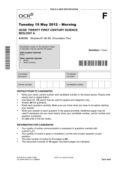 Unit A161/01 - Modules B1, B2, B3 - Foundation tier