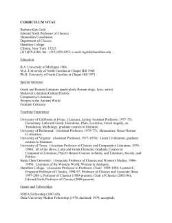 CURRICULUM VITAE Barbara Kirk Gold Edward North