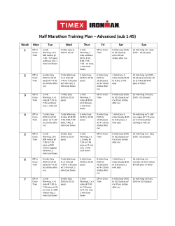 Half Marathon Training Plan &ndash; Advanced (sub 1:45)