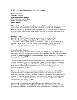 ENG-103: Advanced College Writing and Reading