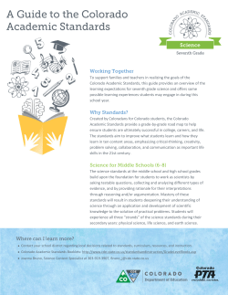 Working Together Why Standards? Science for Middle Schools (6