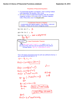 Section 2-5 Zeros of Polynomial Functions.notebook