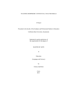 Teaching Morphemic Contextual Analysis Skills