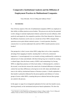 Comparative Institutional Analysis and the Diffusion of Employment