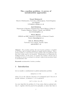 The p-median problem: A survey of
