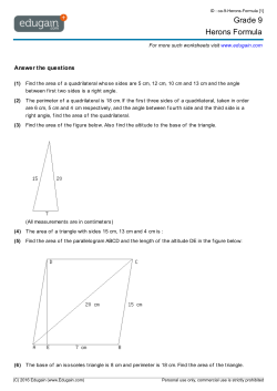 Grade 9 Herons Formula