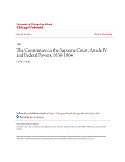 The Constitution in the Supreme Court: Article IV and Federal