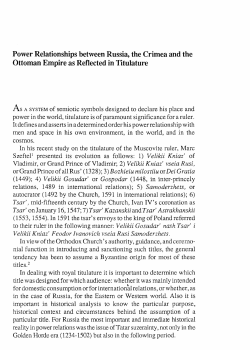 Ottoman Empire as Reflected in Titulature