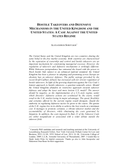 HOSTILE TAKEOVERS AND DEFENSIVE MECHANISMS IN THE