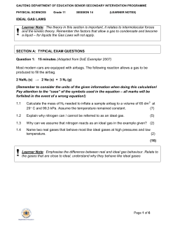 IDEAL GAS LAWS Learner Note: The theory in this section is