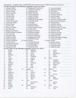 Give the Formulas for the Following Compounds (Answers are