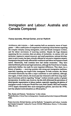 Immigration and Labour: Australia and Canada Compared