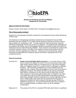 Division of Drinking and Ground Waters Response to