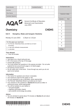 A-level Chemistry Question paper Unit 05 - Energetics, Redox
