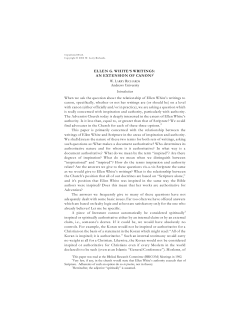 ELLEN G. WHITE`S WRITINGS: AN EXTENSION OF CANON?1