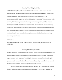 Knowing What Things Look Like - Philosophy | University of Missouri