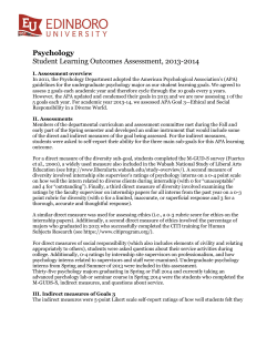 Psychology Student Learning Outcomes Assessment, 2013-2014