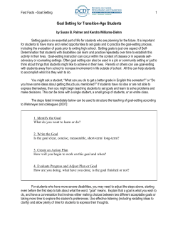 Goal Setting for Transition