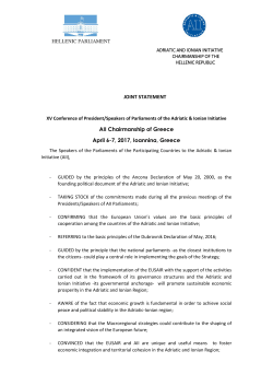 IOANNINA 6-7 April 2017 Joint Statement