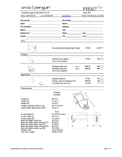 Canadian Suggested Retail Price List April 2015 Orca Orca