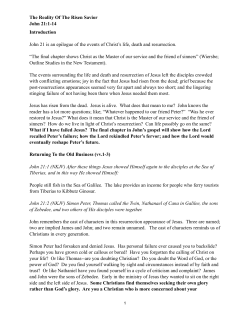 Introduction John 21 is an epilogue of the events of Christ`s life