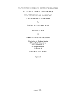 mathematics experience: contributing factors to